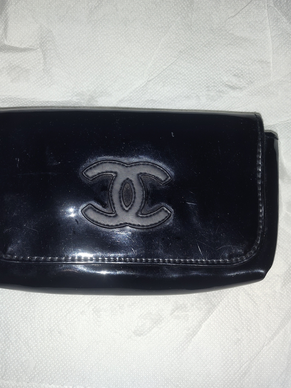 Chanel Black Patent Leather Clutch Wallet